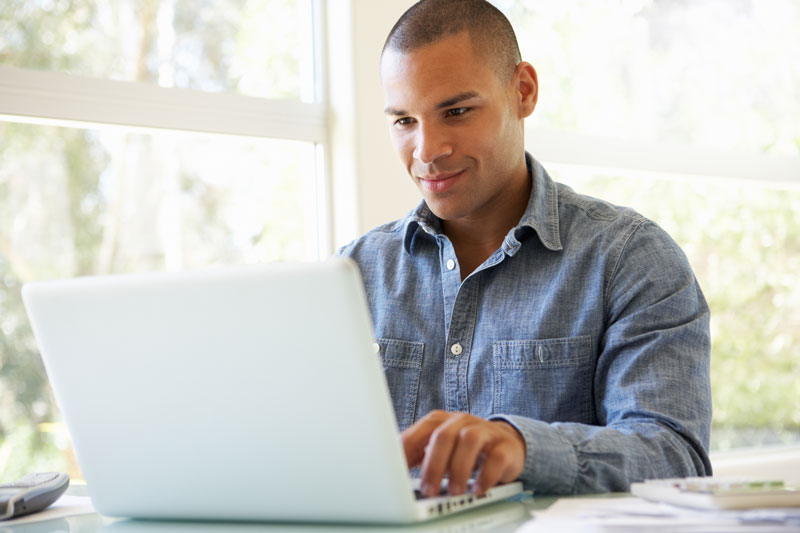 Young Military Adult doing Finances